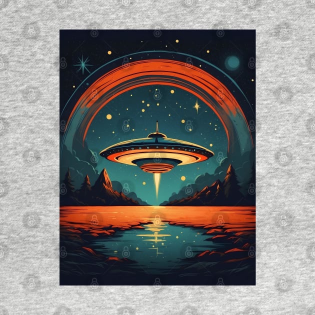 Beautiful Starry Night UFO Invasion by VivaLaRetro